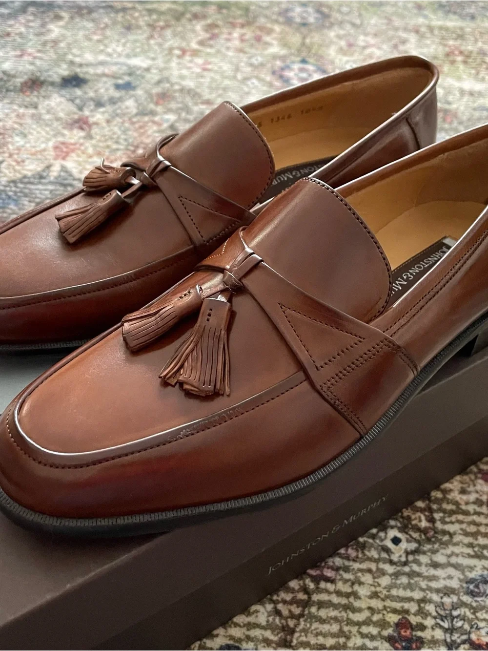 Johnston & Murphy Chestnut Brown Leather Tassel Loafers